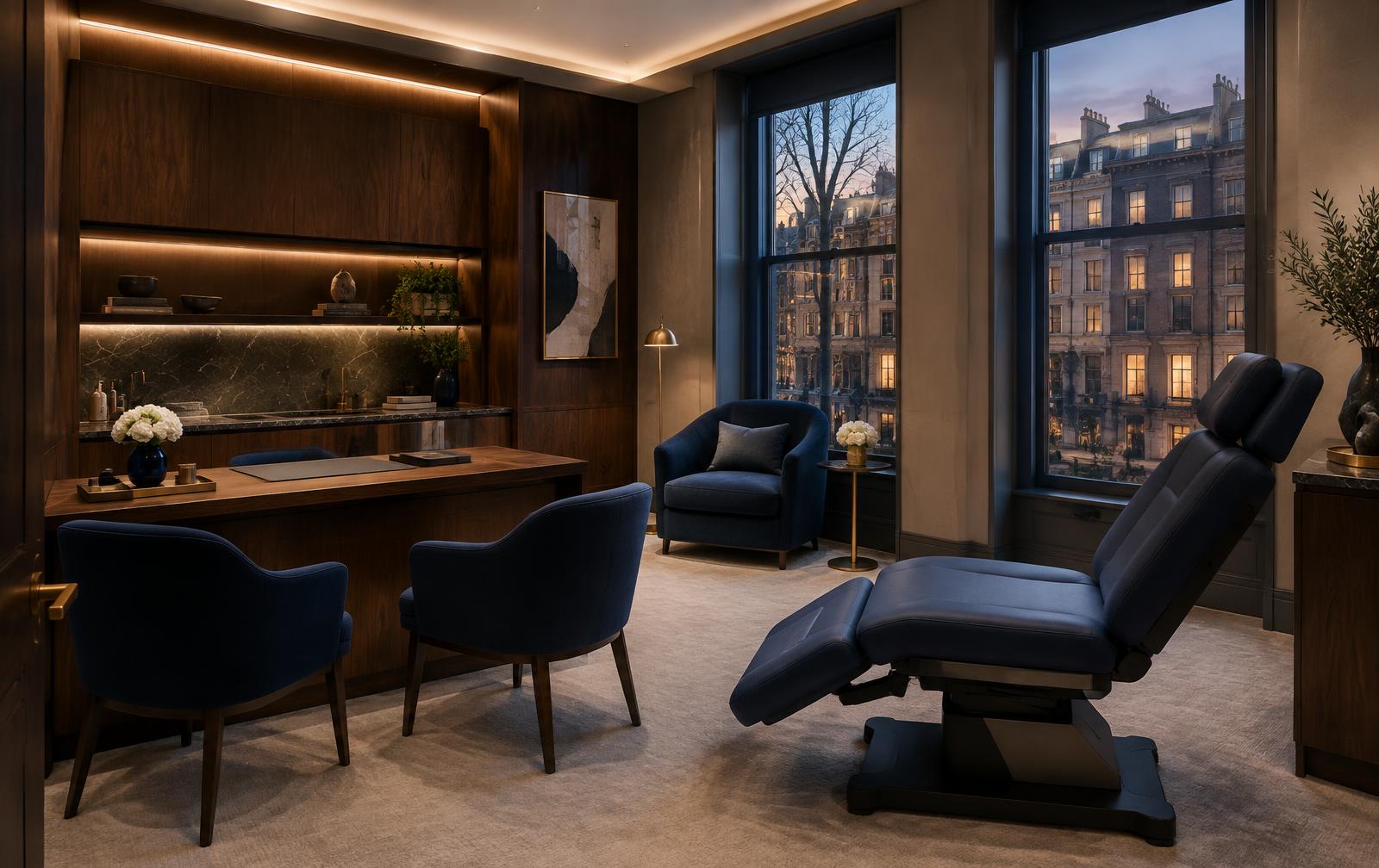 Refined consultation room at the Skinly Aesthetics Manhattan clinic
